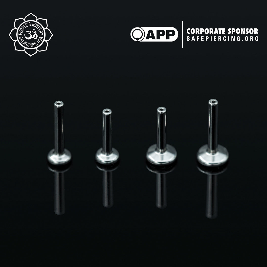 Threadless Titanium Flat-Back Labret Posts from Peoples Jewelry (14g/12g) - Laughing Buddha Studios SoCal