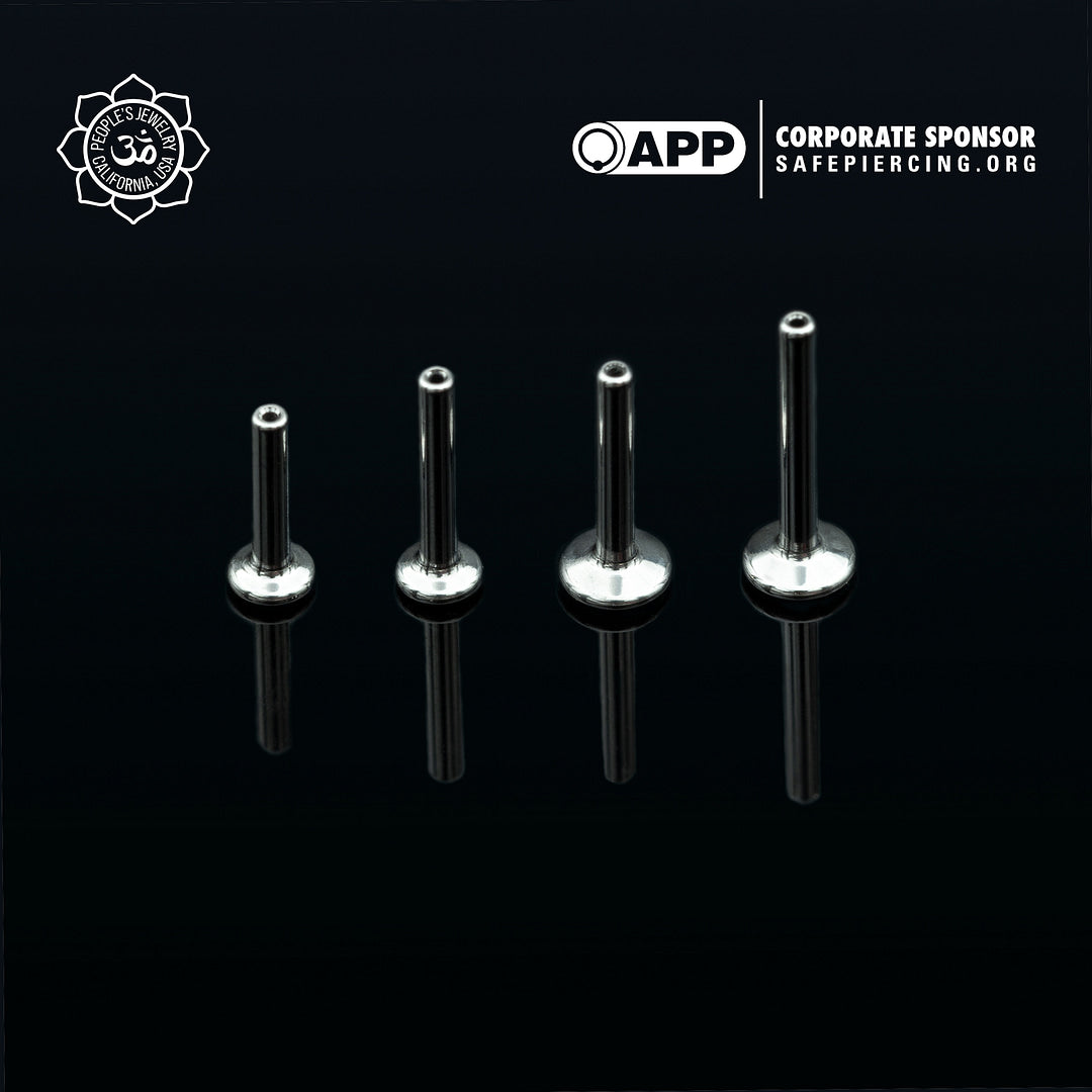 Threadless Titanium Flat-Back Labret Posts from Peoples Jewelry (16g) - Laughing Buddha Studios SoCal