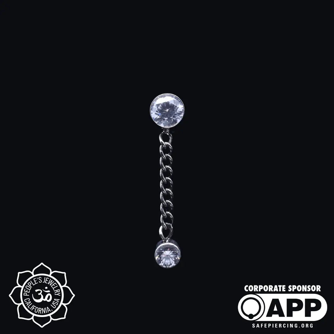 Threadless Double Gem Chain Dangle - People's Jewelry - Laughing Buddha Studios SoCal