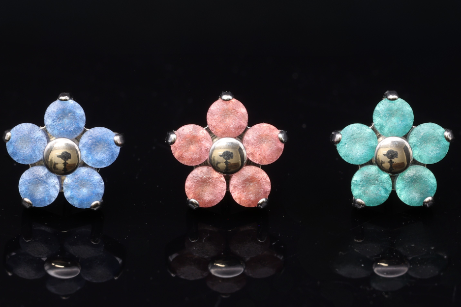 Sandblasted Threadless Flower Gem Ends by Peoples Jewelry