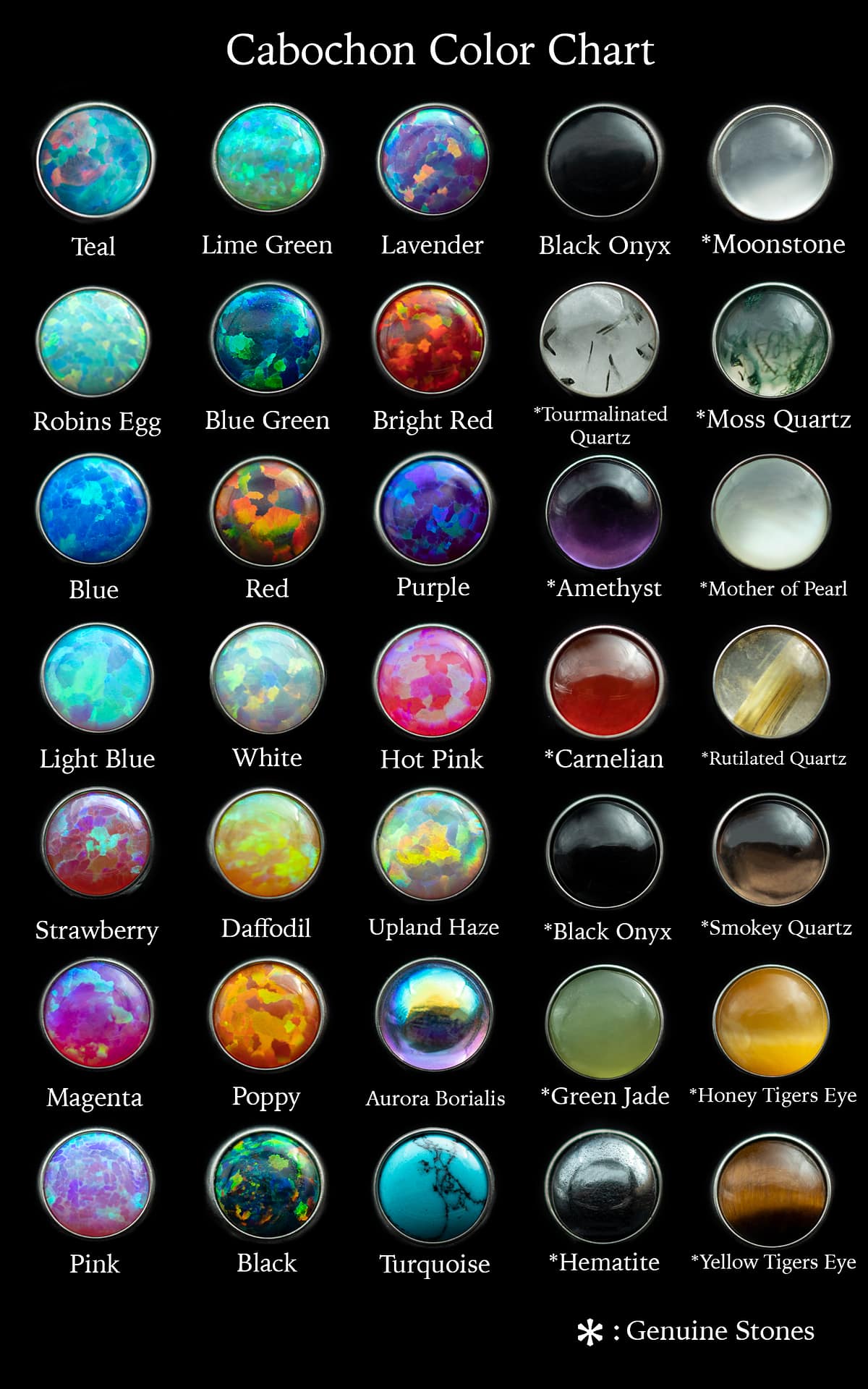 Threaded Genuine Stone Cabochon Ends by People's Jewelry