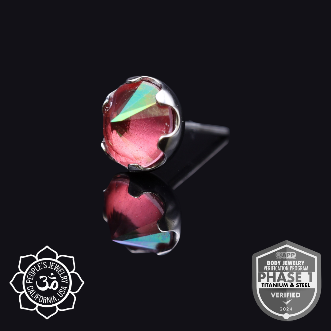 Threadless Frosted Inverted Prong-Set Gems by Peoples Jewelry - Laughing Buddha Studios SoCal