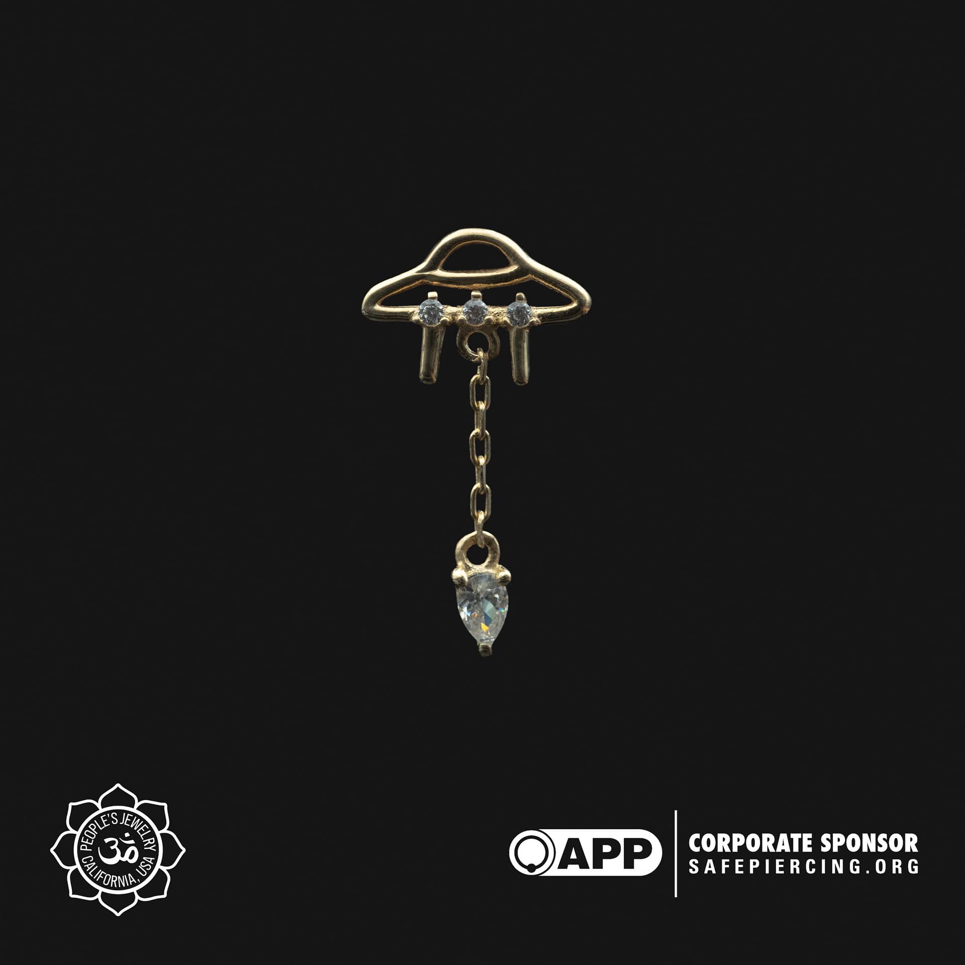 14k Gold UFO Threadless End by Peoples Jewelry