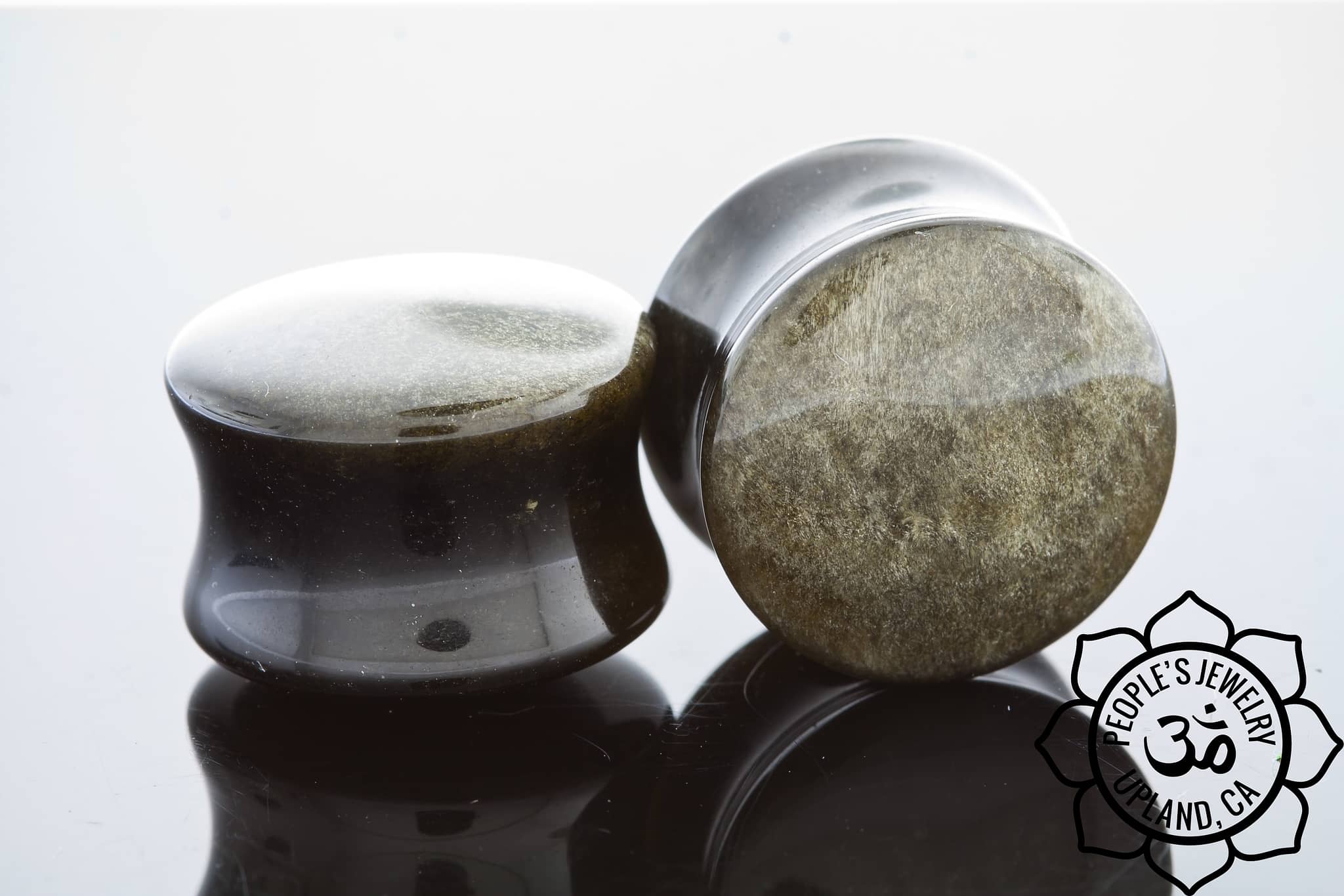 Gold Obsidian Double Flare Plugs by Peoples Jewelry - Laughing Buddha Studios SoCal
