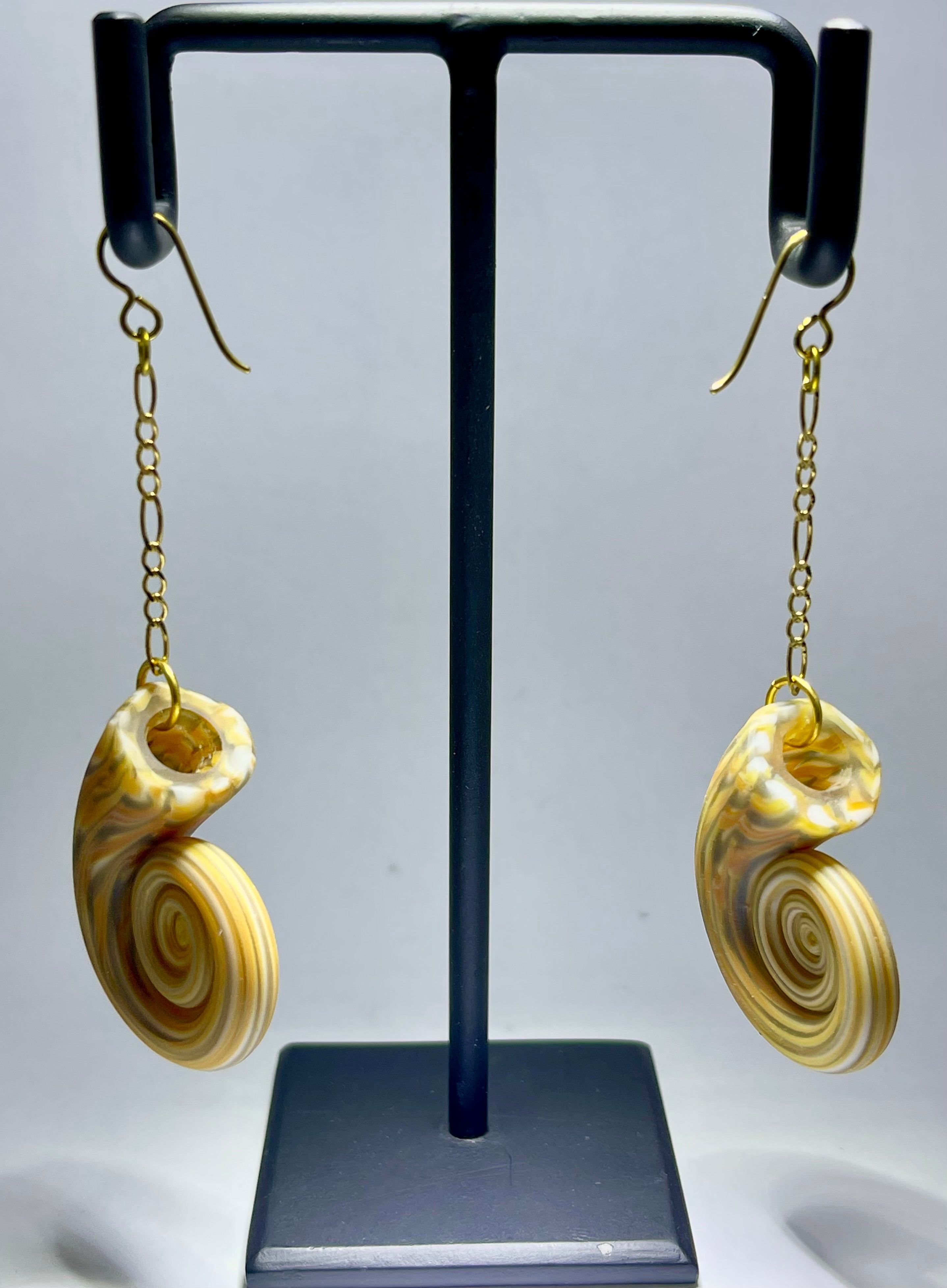 Gorilla Glass Venus Nautilus Earrings - "Desire"
