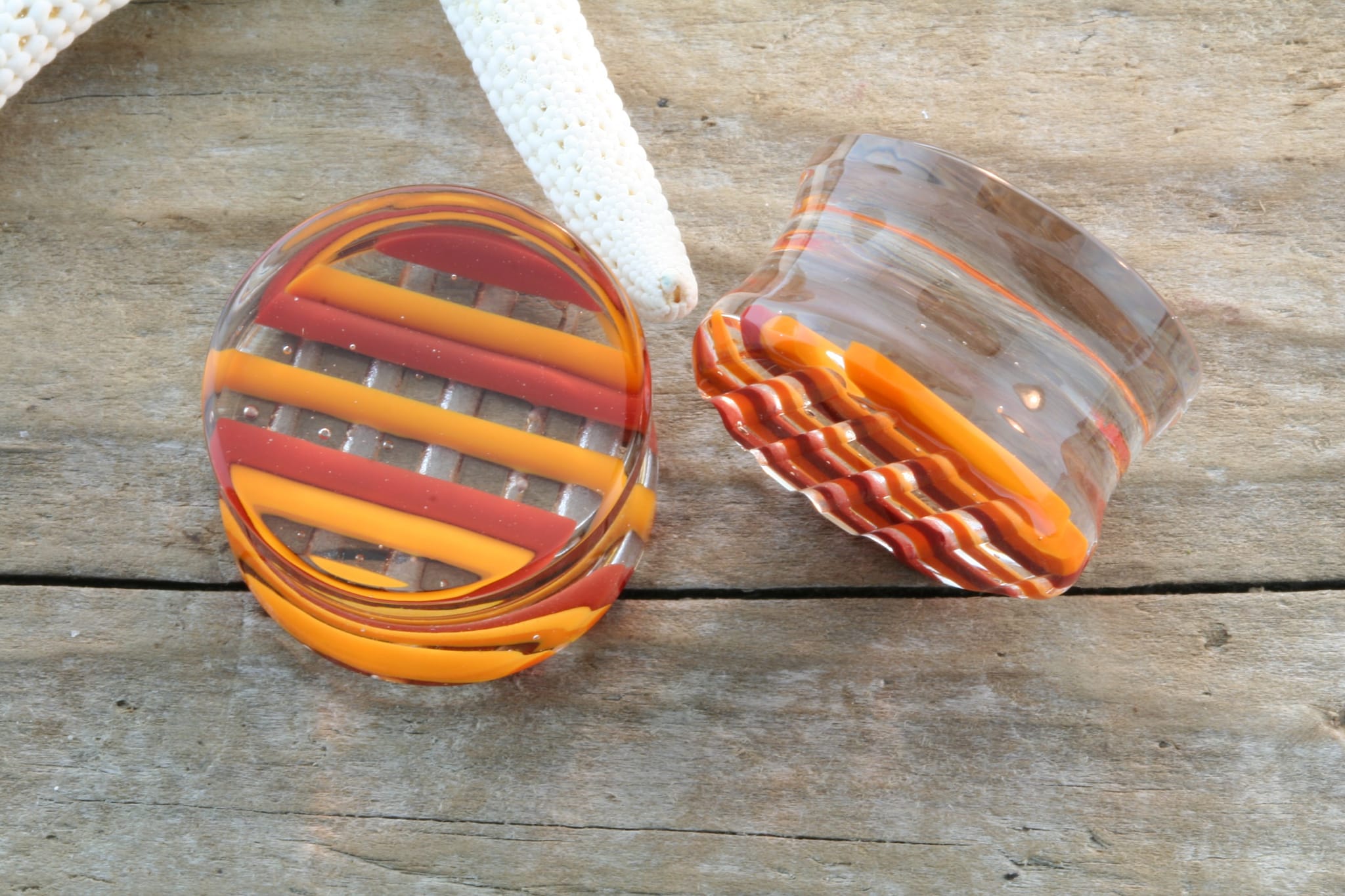 Retro Collection Orange and Red Plaid by Gorilla Glass - 7/8" (22mm) - Laughing Buddha Studios SoCal