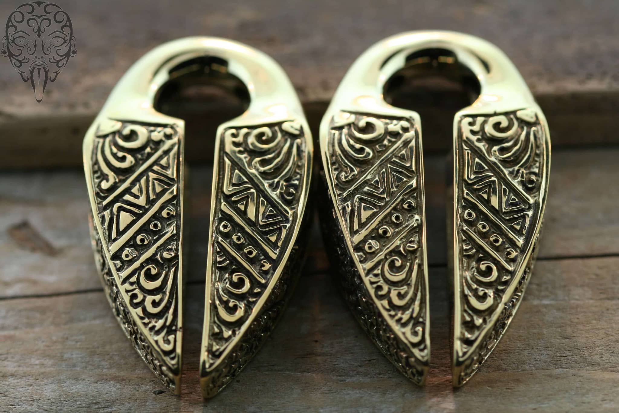 Brass Pantai Ear Weights by Diablo Organics - Laughing Buddha Studios SoCal