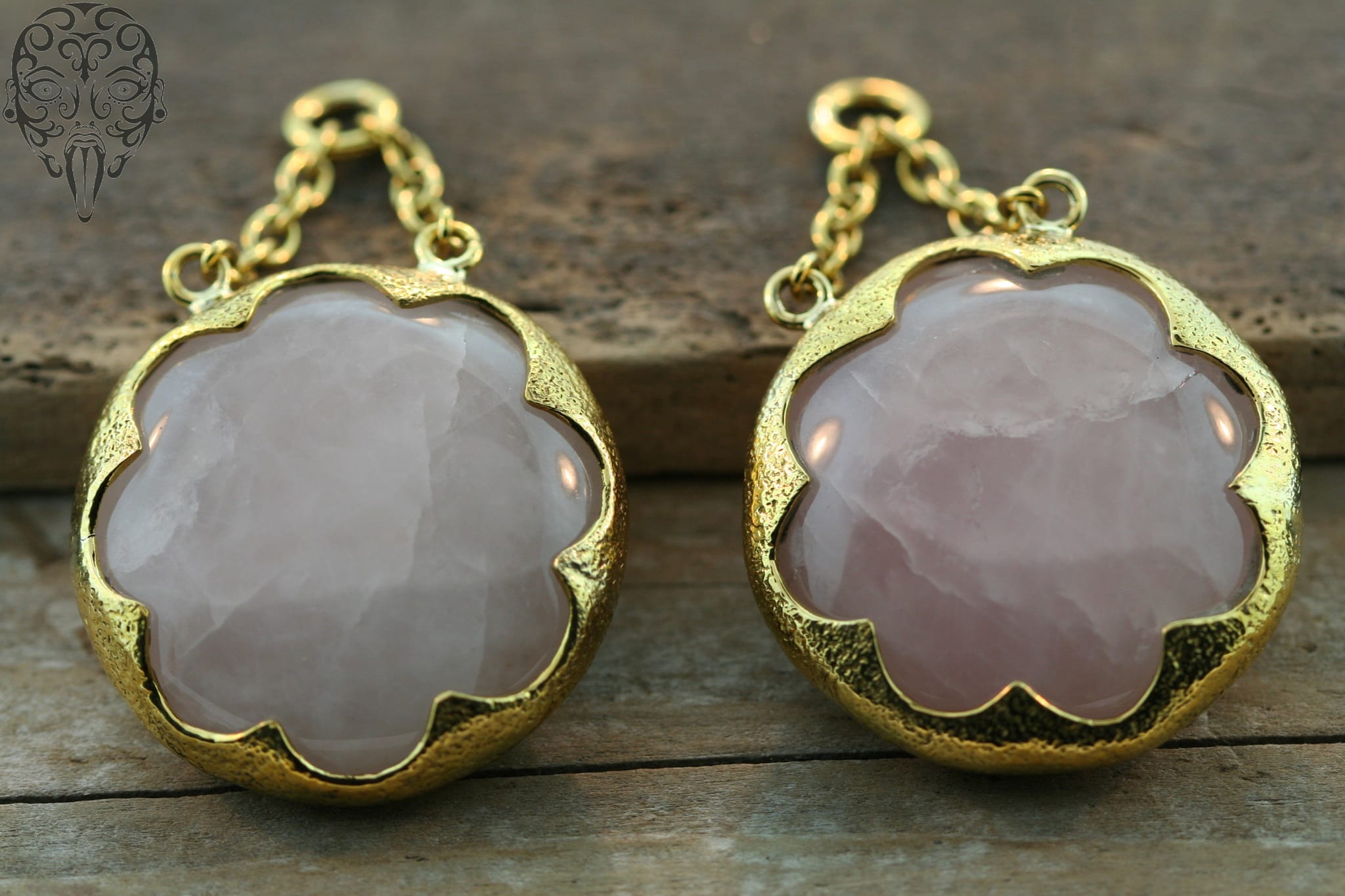 Solid Brass Rose Quartz Round Stone Cushions - Small by Diablo Organics