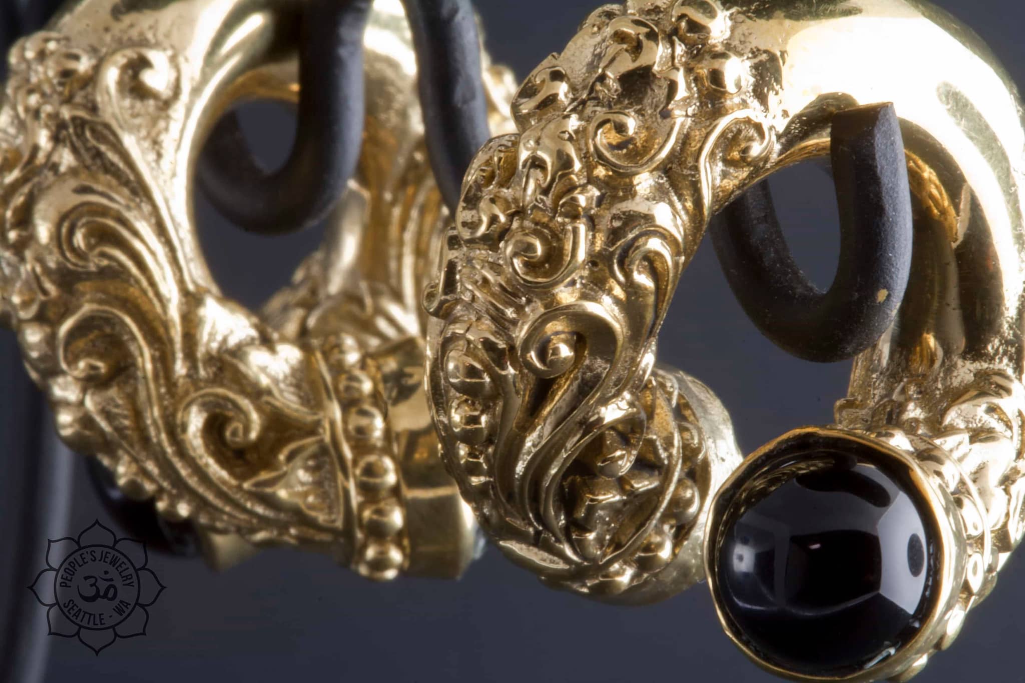 Intricate Brass Coils with Onyx by People's Jewelry - Laughing Buddha Studios SoCal