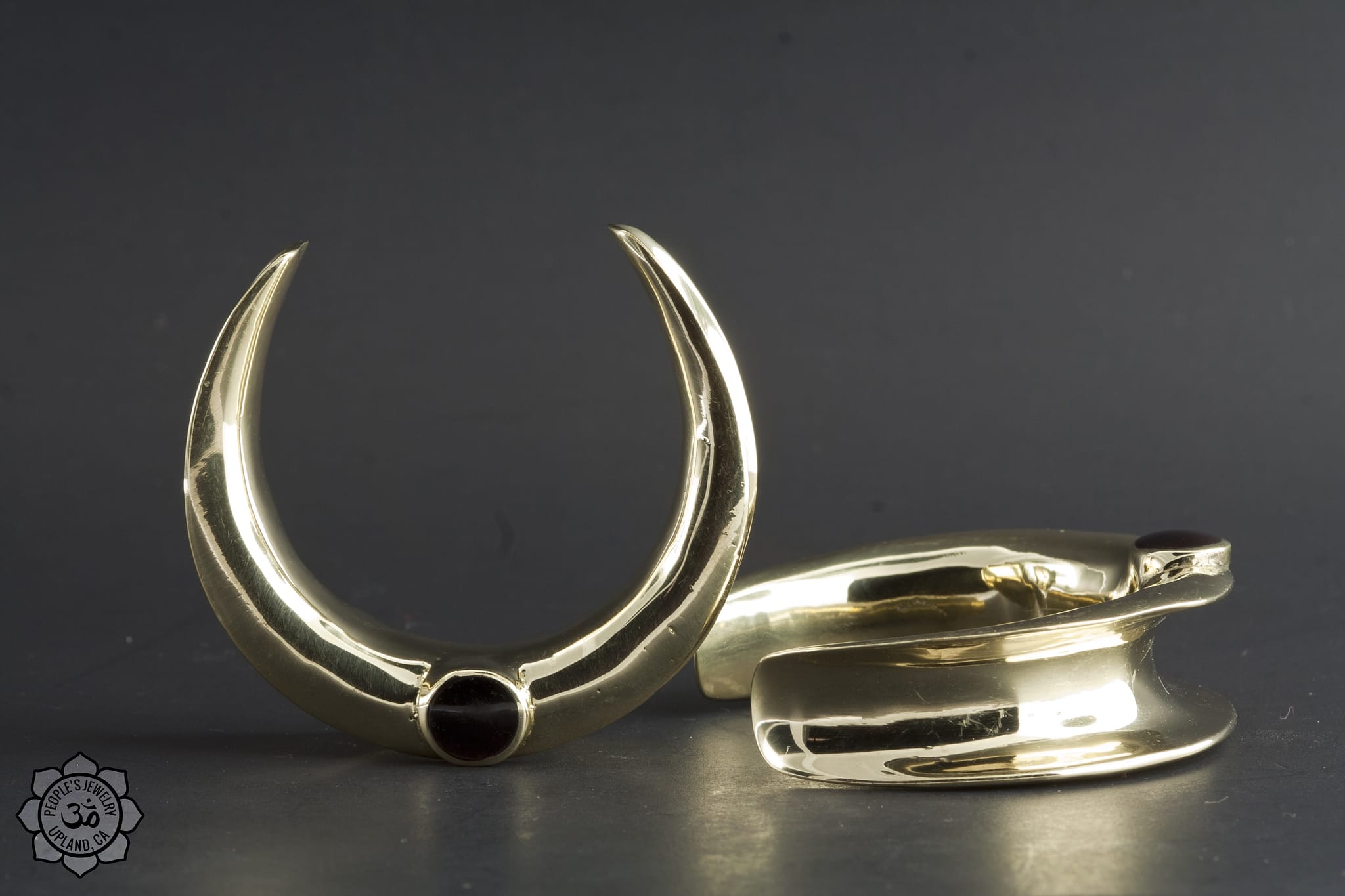 Brass Saddle Spreaders with Onyx by Peoples Jewelry - Laughing Buddha Studios SoCal