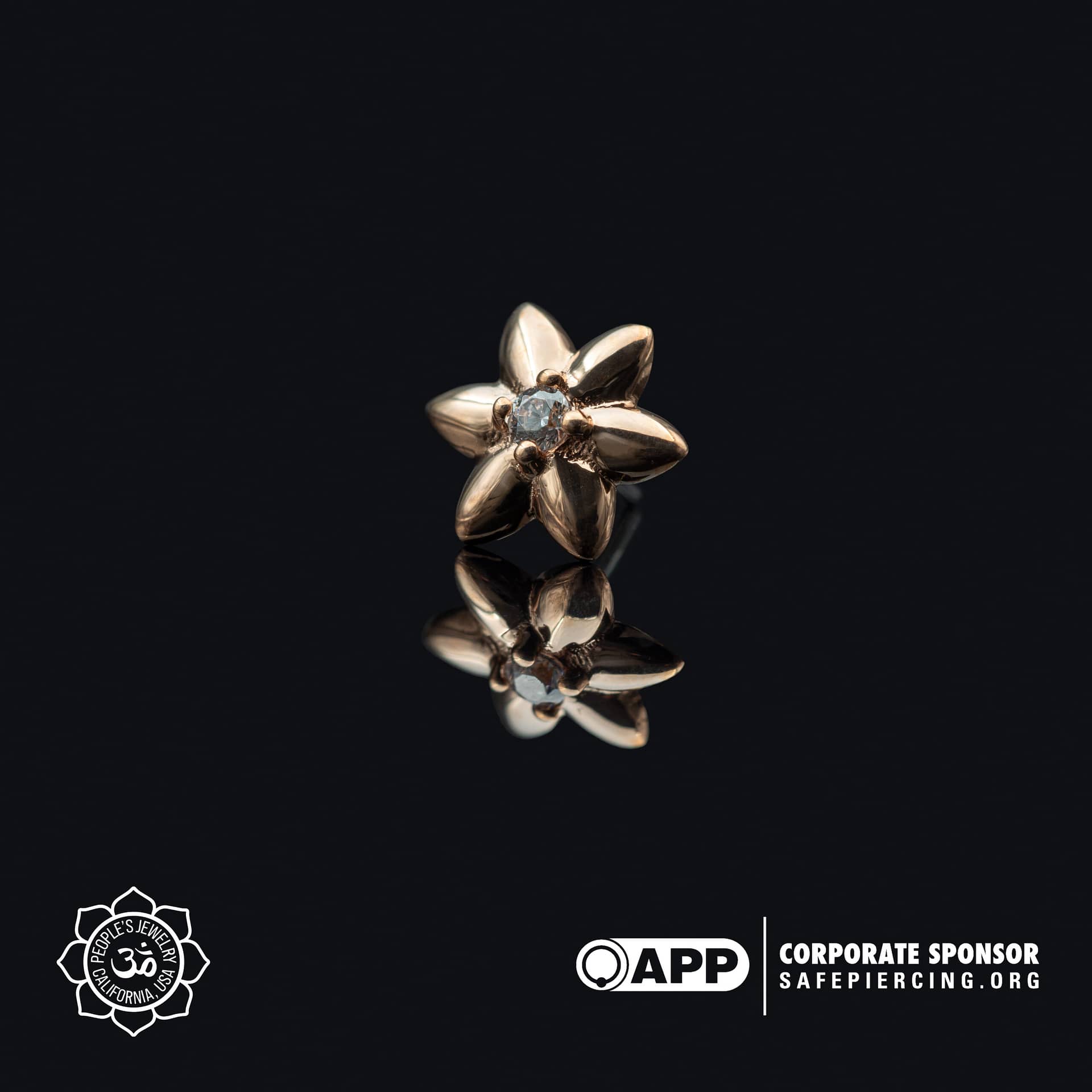 14k Gold Flower Threadless End by Peoples Jewelry