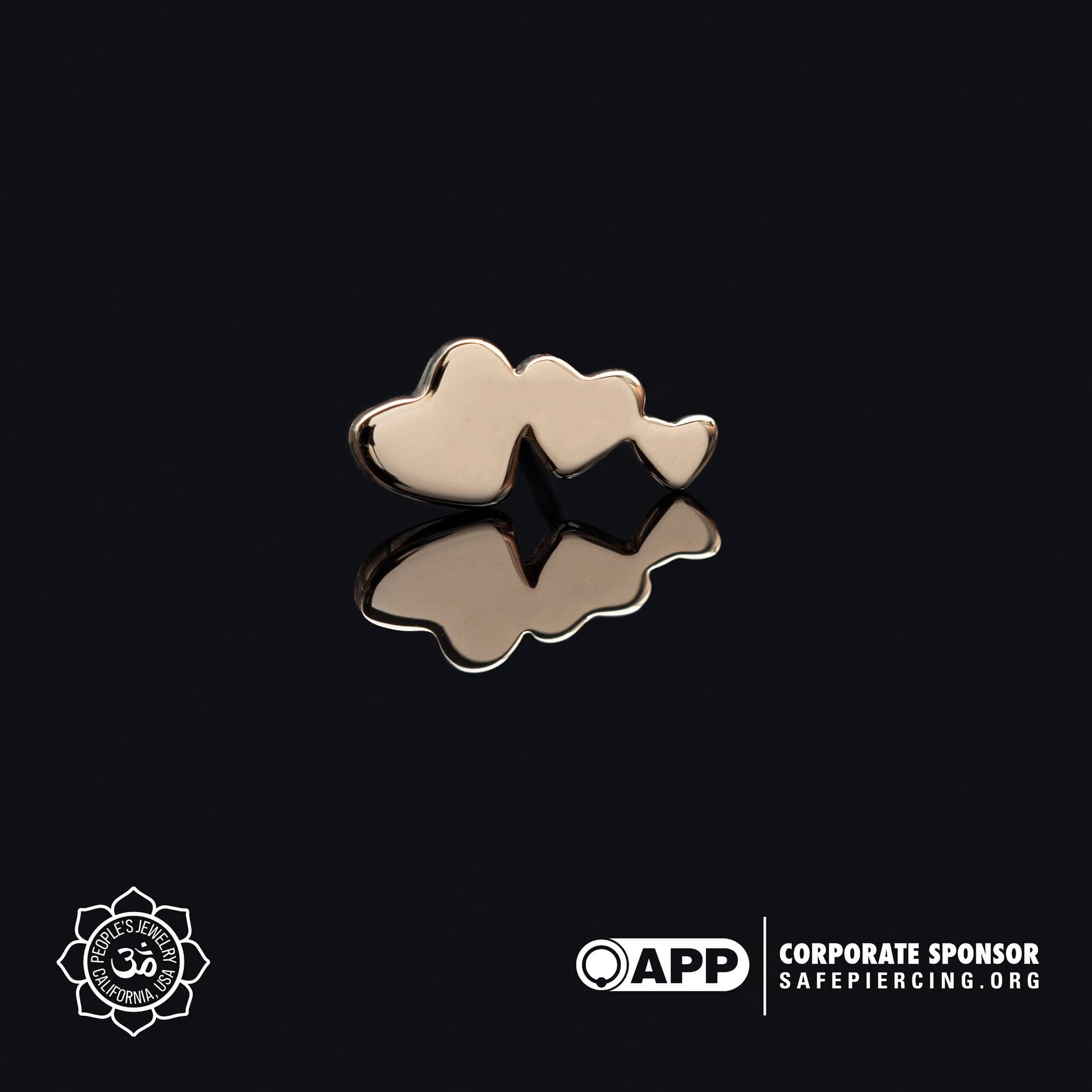 14k Gold Triple Heart Threadless Ends by Peoples Jewelry