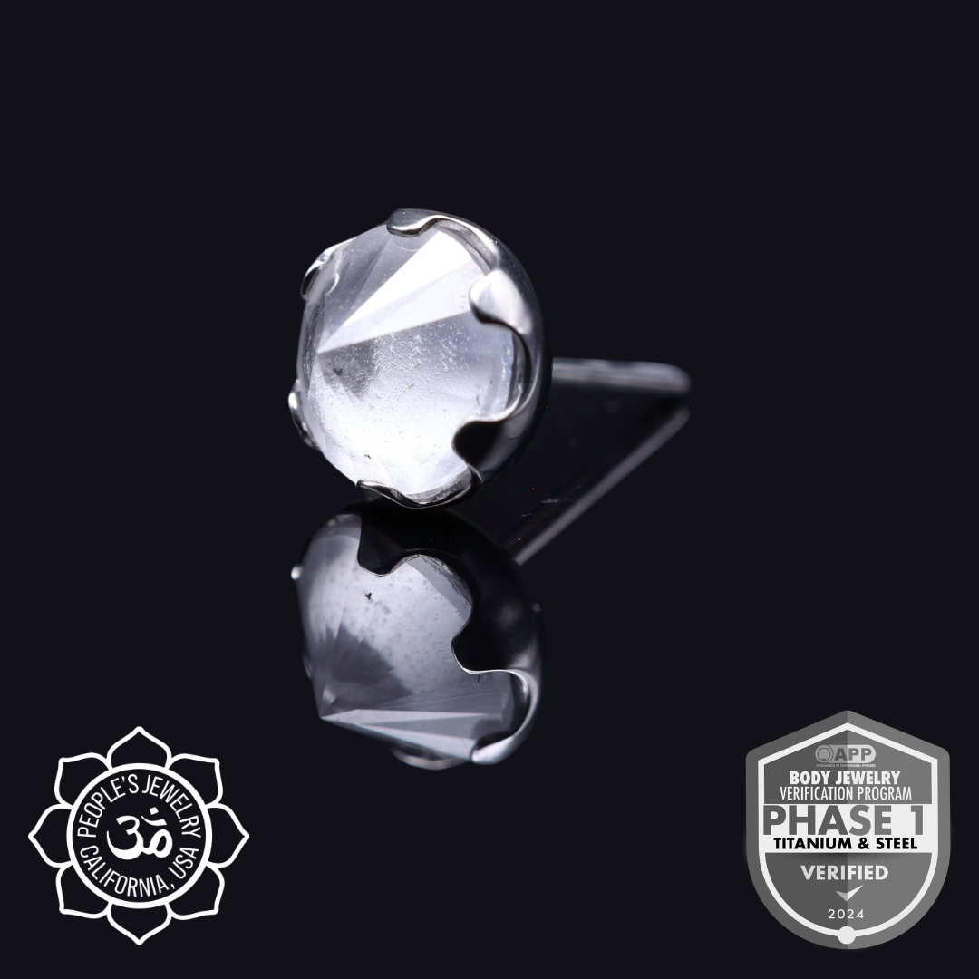 Threadless Frosted Inverted Prong-Set Gems by Peoples Jewelry - Laughing Buddha Studios SoCal
