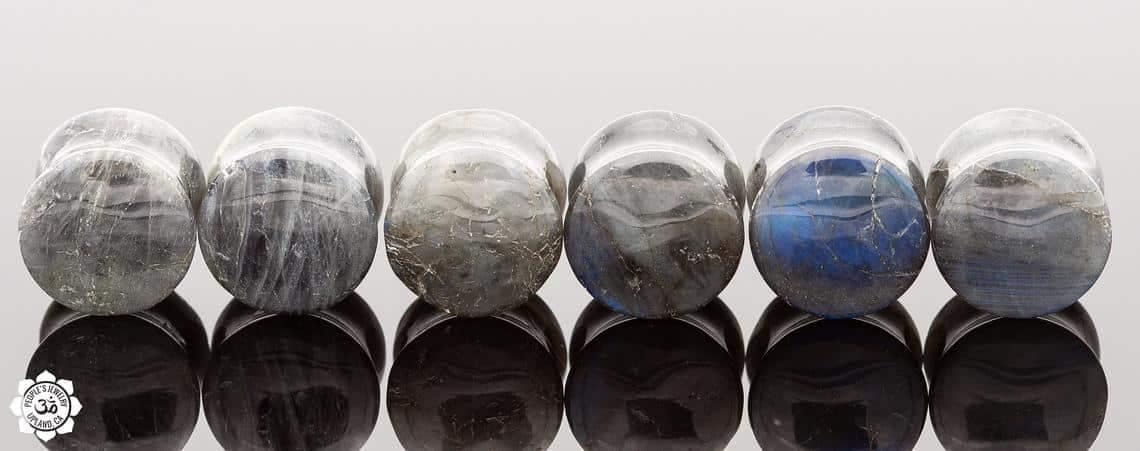 Labradorite Double Round Stone Plugs by Peoples Jewelry - Laughing Buddha Studios SoCal