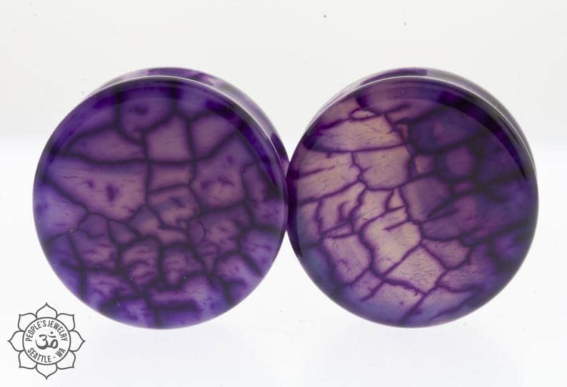 Purple Dragon Vein Plugs by Peoples Jewelry - Laughing Buddha Studios SoCal