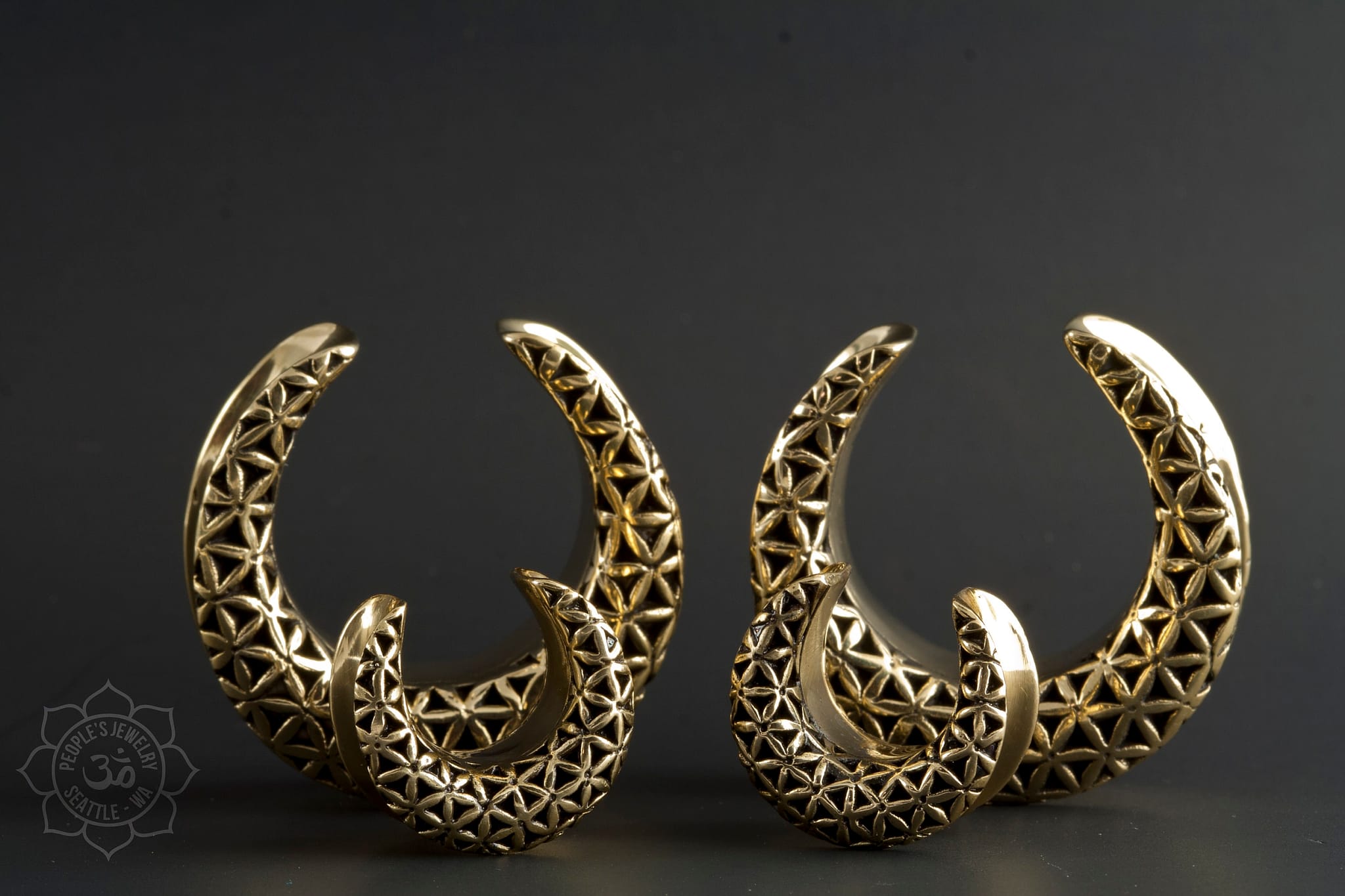 Brass Geometric Flower Spreaders by Peoples Jewelry