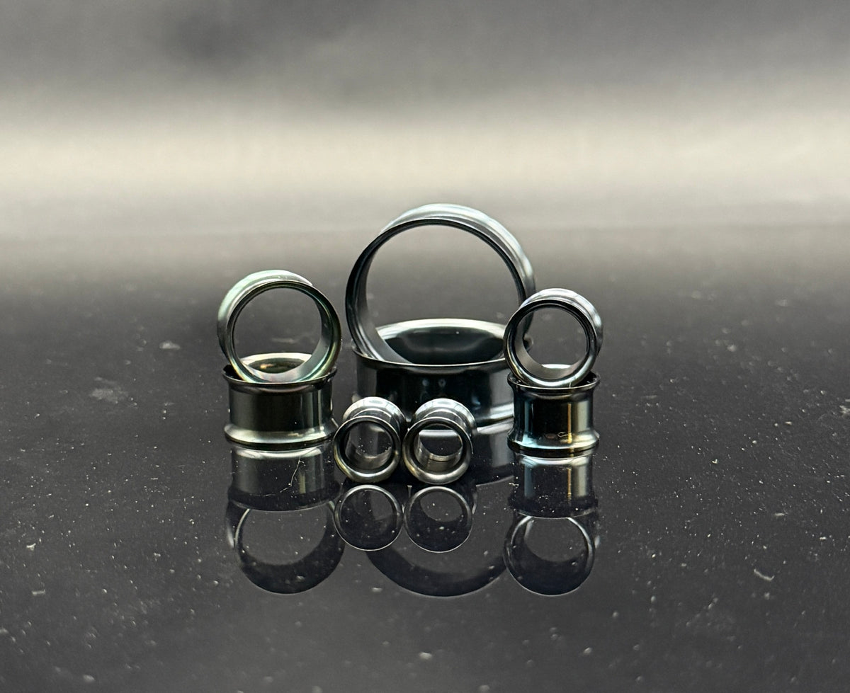 Double Flare Surgical Steel Black PVD Eyelets