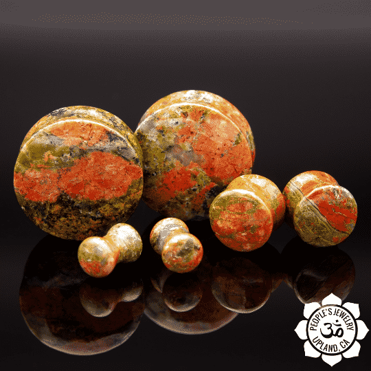 Double Flare Unakite Plugs by Peoples Jewelry