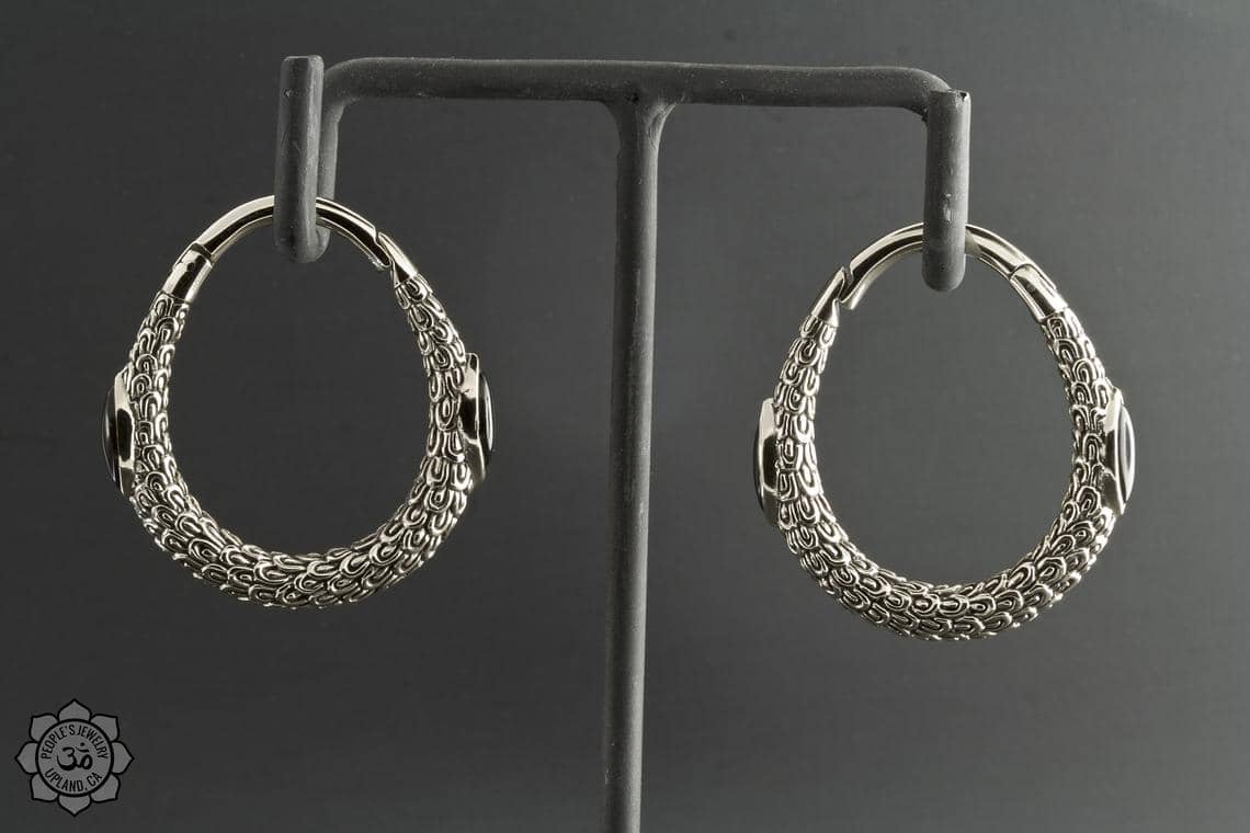 Brass Marquise Clickers with Inlay by Peoples Jewelry