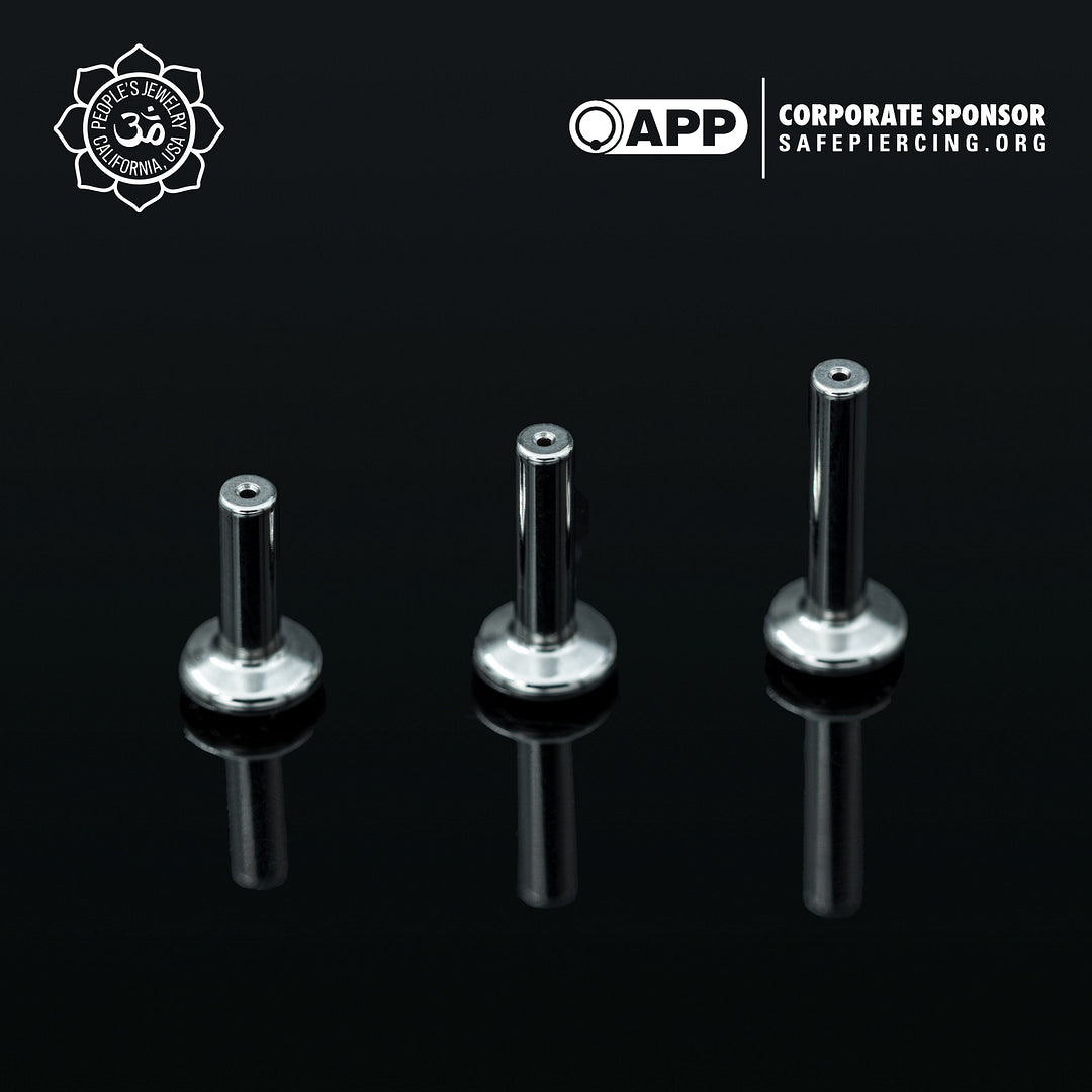 Threadless Titanium Flat-Back Labret Posts from Peoples Jewelry (14g/12g) - Laughing Buddha Studios SoCal