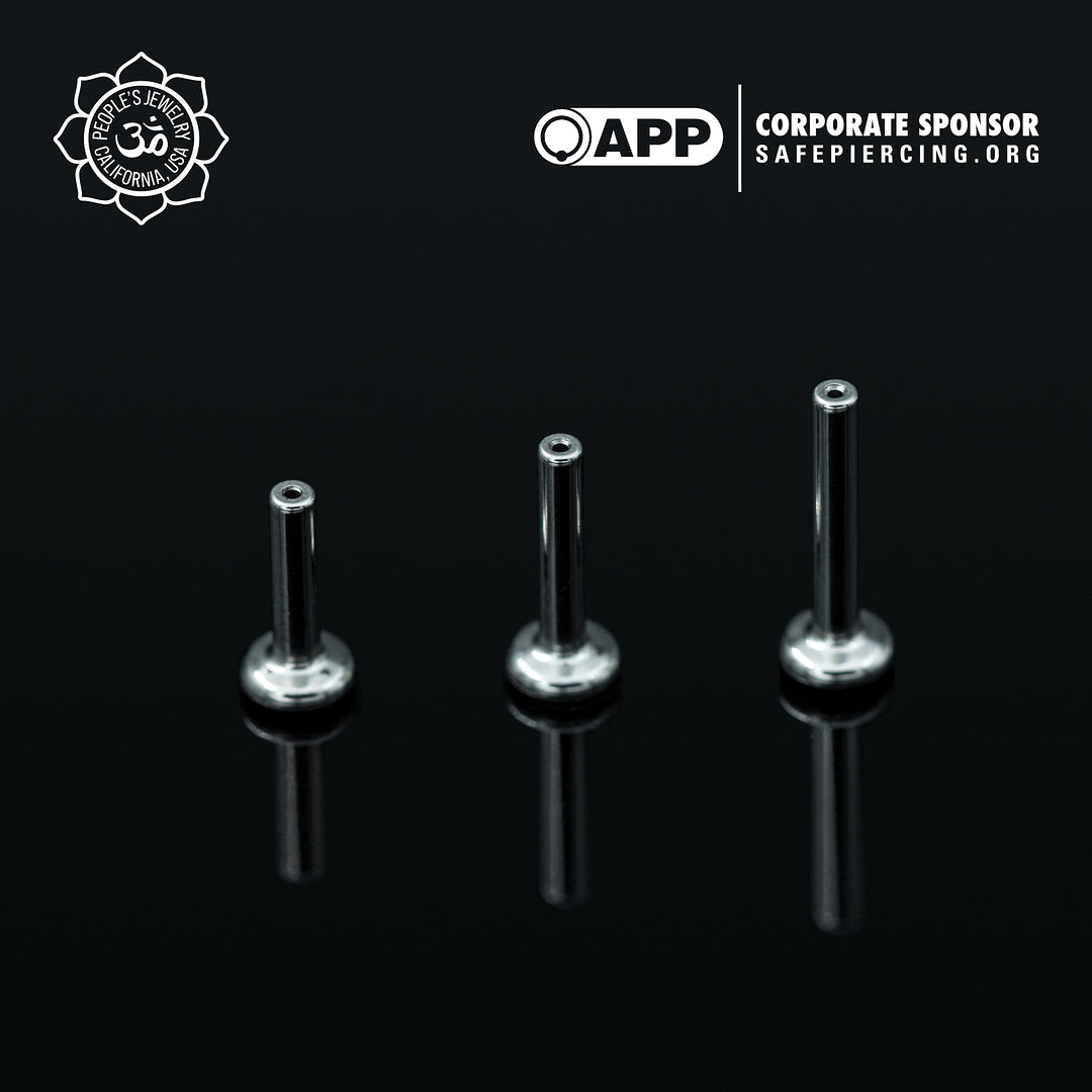 Threadless Titanium Flat-Back Labret Posts from Peoples Jewelry (14g/12g) - Laughing Buddha Studios SoCal