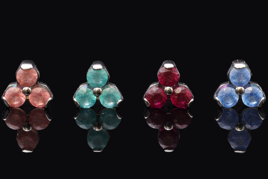 Sandblasted Threadless Trinity Gem Ends by Peoples Jewelry