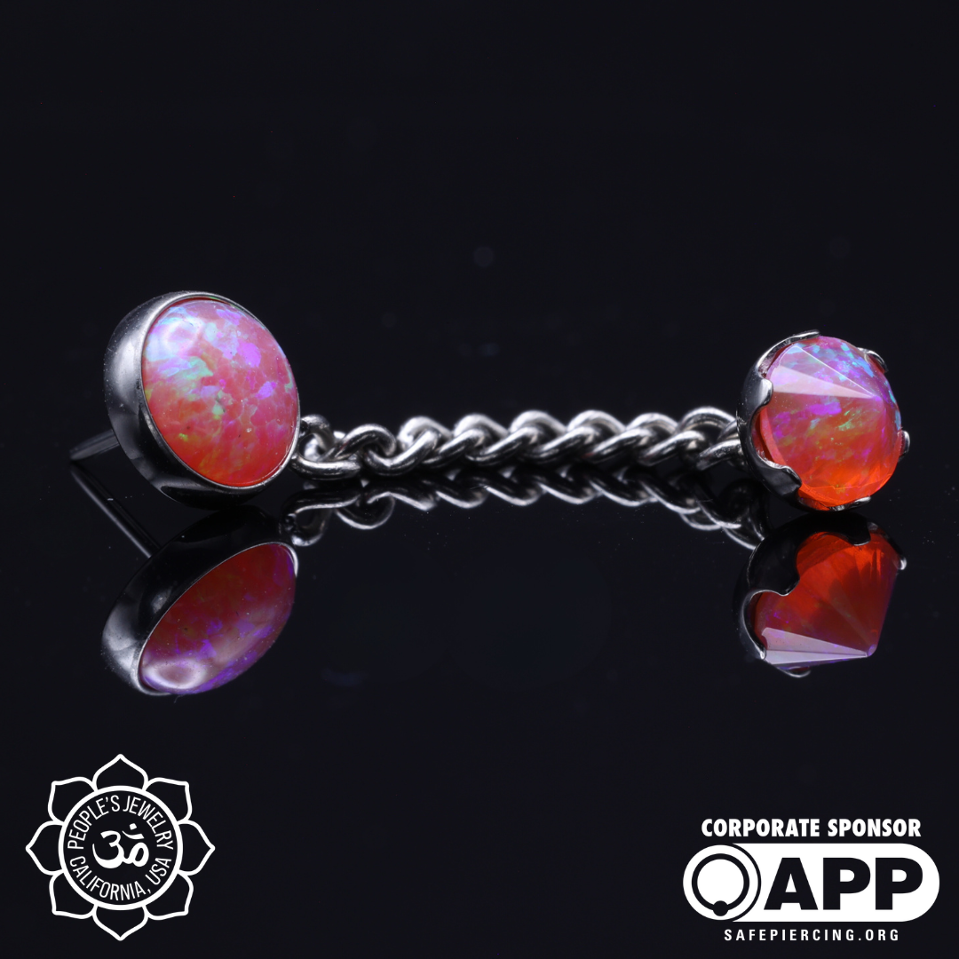 Threadless Double Gem Inverted Chain Dangles - People's Jewelry - Laughing Buddha Studios SoCal