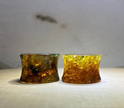 Double Flare Genuine Amber Plugs