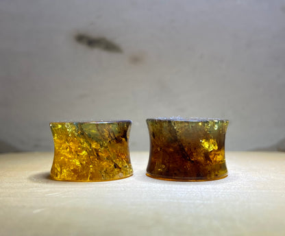 Double Flare Genuine Amber Plugs