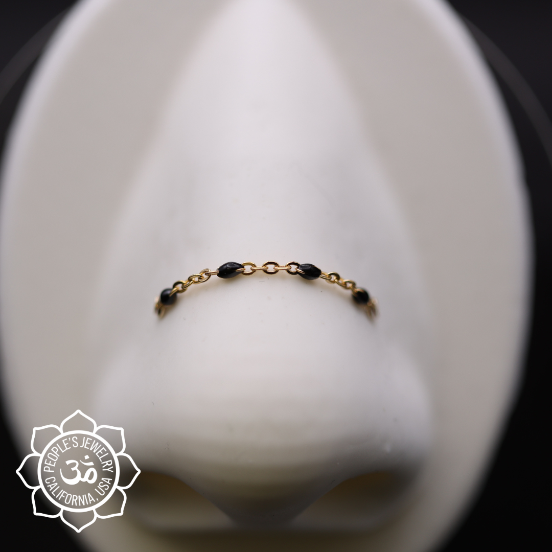 14k Gold Filled Black Enamel Bead Chain - Laughing Buddha Studios SoCal