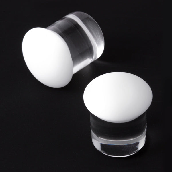 Gorilla Glass Matte Color Front Plugs (White) - Laughing Buddha Studios SoCal