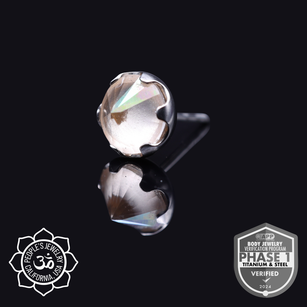 Threadless Frosted Inverted Prong-Set Gems by Peoples Jewelry - Laughing Buddha Studios SoCal