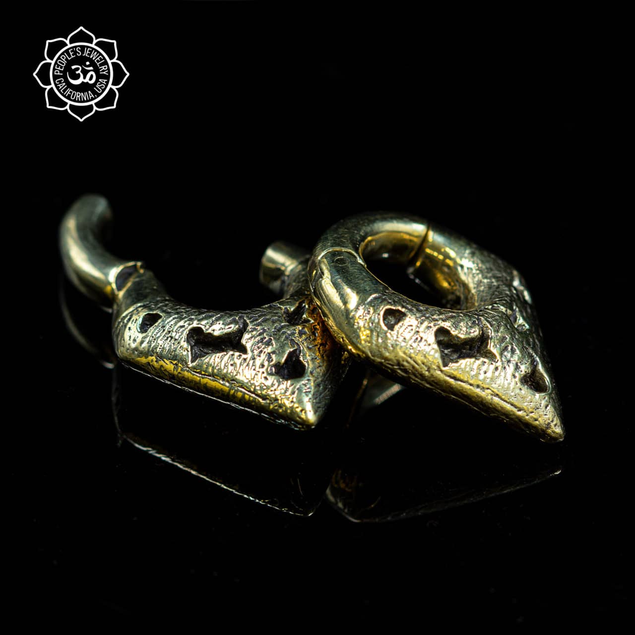 Brass Triangle Crater Clickers by Peoples Jewelry - Laughing Buddha Studios SoCal