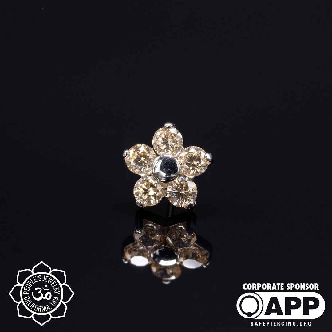 Threadless Flower Gem Ends by Peoples Jewelry