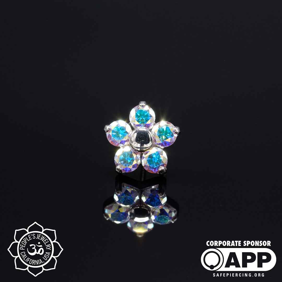 Threadless Flower Gem Ends by Peoples Jewelry