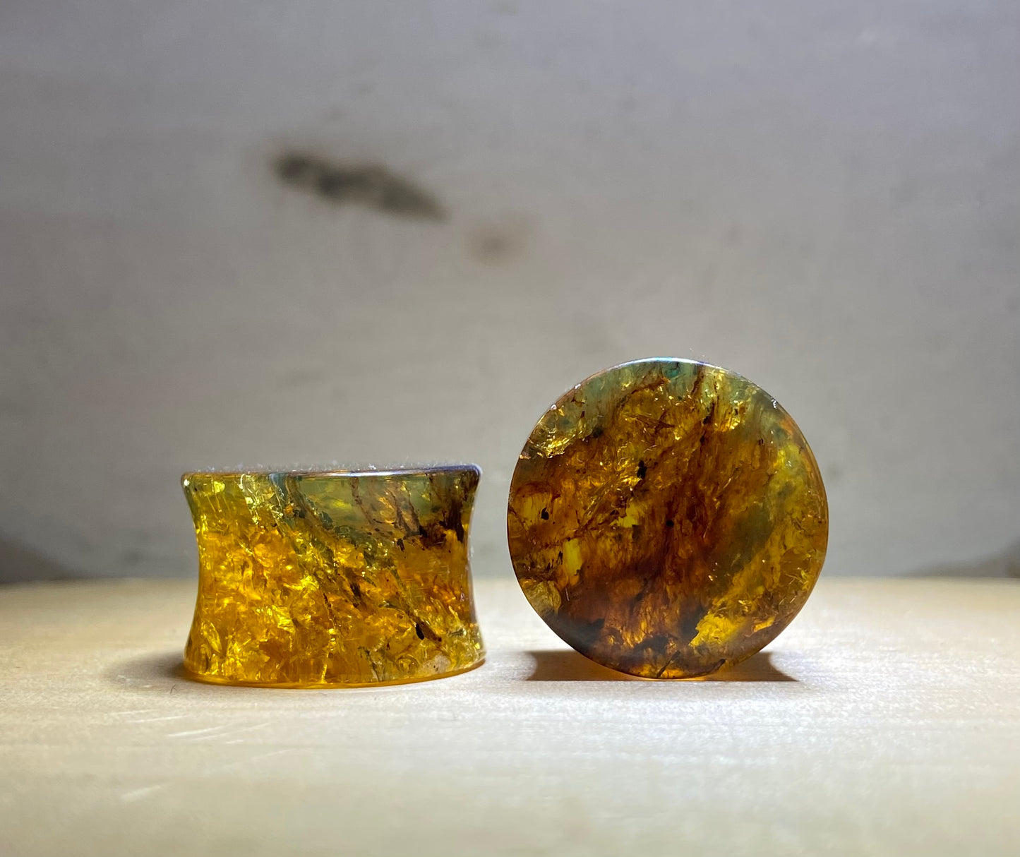 Double Flare Genuine Amber Plugs