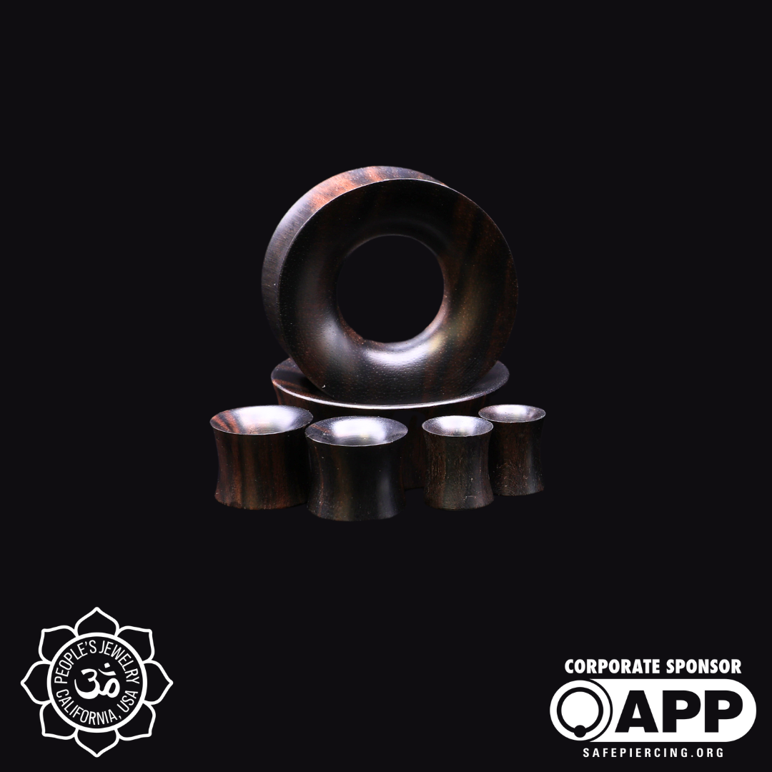 Double Flare Wood Eyelets - Tiger Ebony by Peoples Jewelry