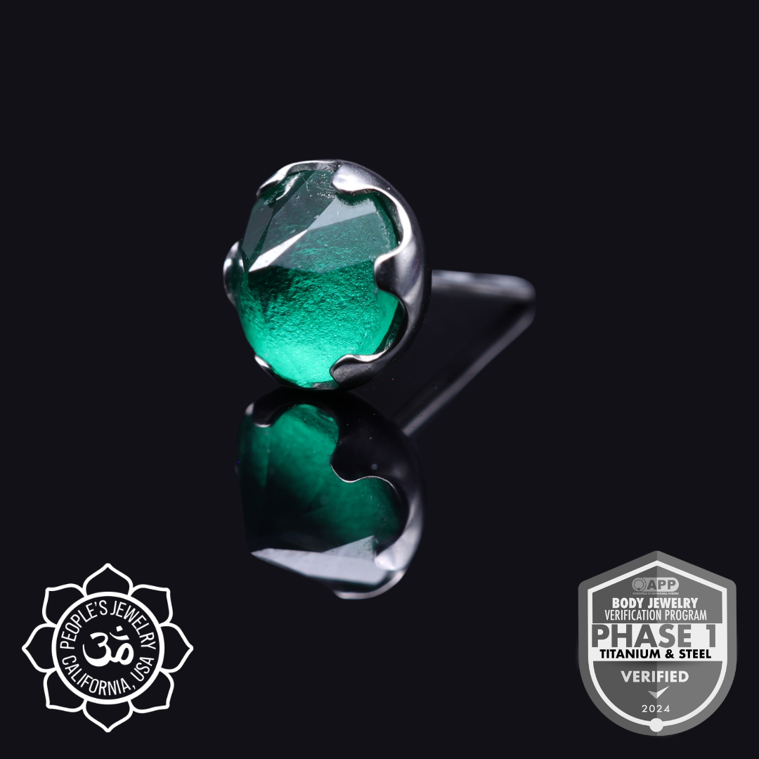 Threadless Frosted Inverted Prong-Set Gems by Peoples Jewelry - Laughing Buddha Studios SoCal