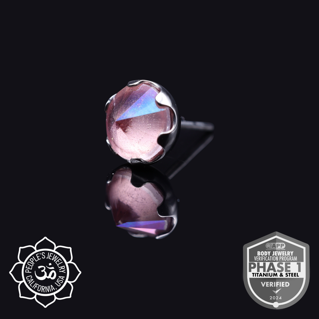 Threadless Frosted Inverted Prong-Set Gems by Peoples Jewelry - Laughing Buddha Studios SoCal
