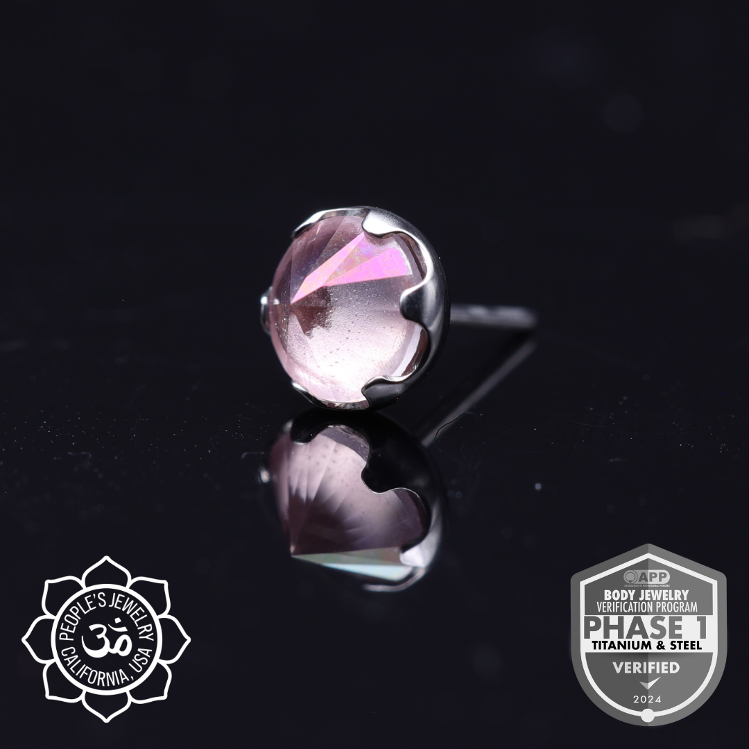 Threadless Frosted Inverted Prong-Set Gems by Peoples Jewelry - Laughing Buddha Studios SoCal