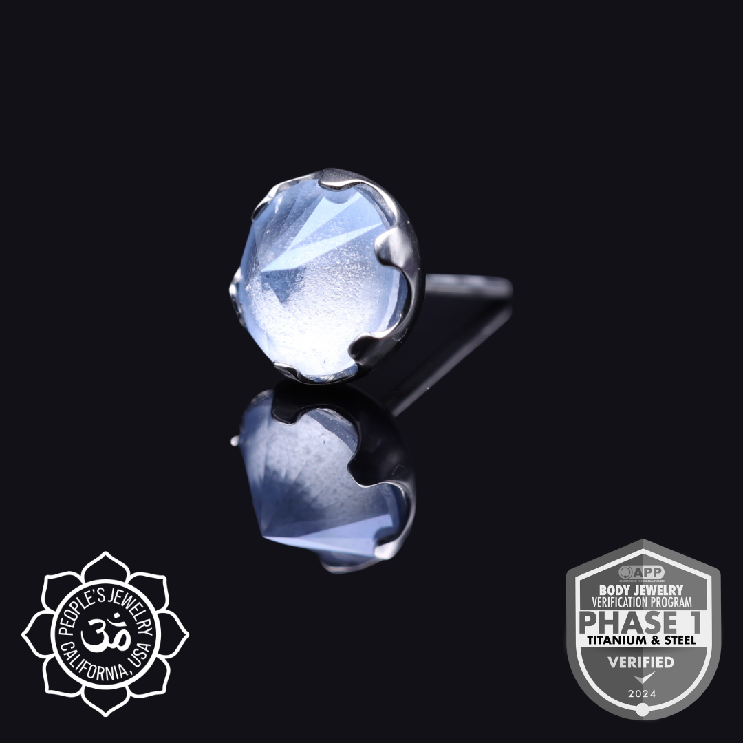 Threadless Frosted Inverted Prong-Set Gems by Peoples Jewelry - Laughing Buddha Studios SoCal