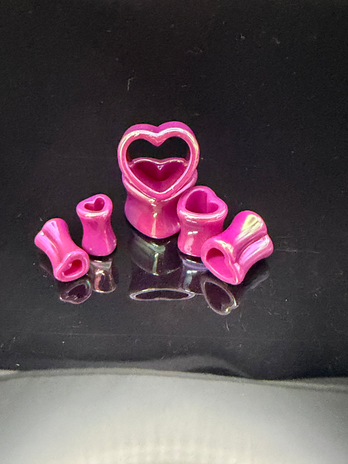 Double Flare Purple Iridescent Heart Acrylic Eyelets
