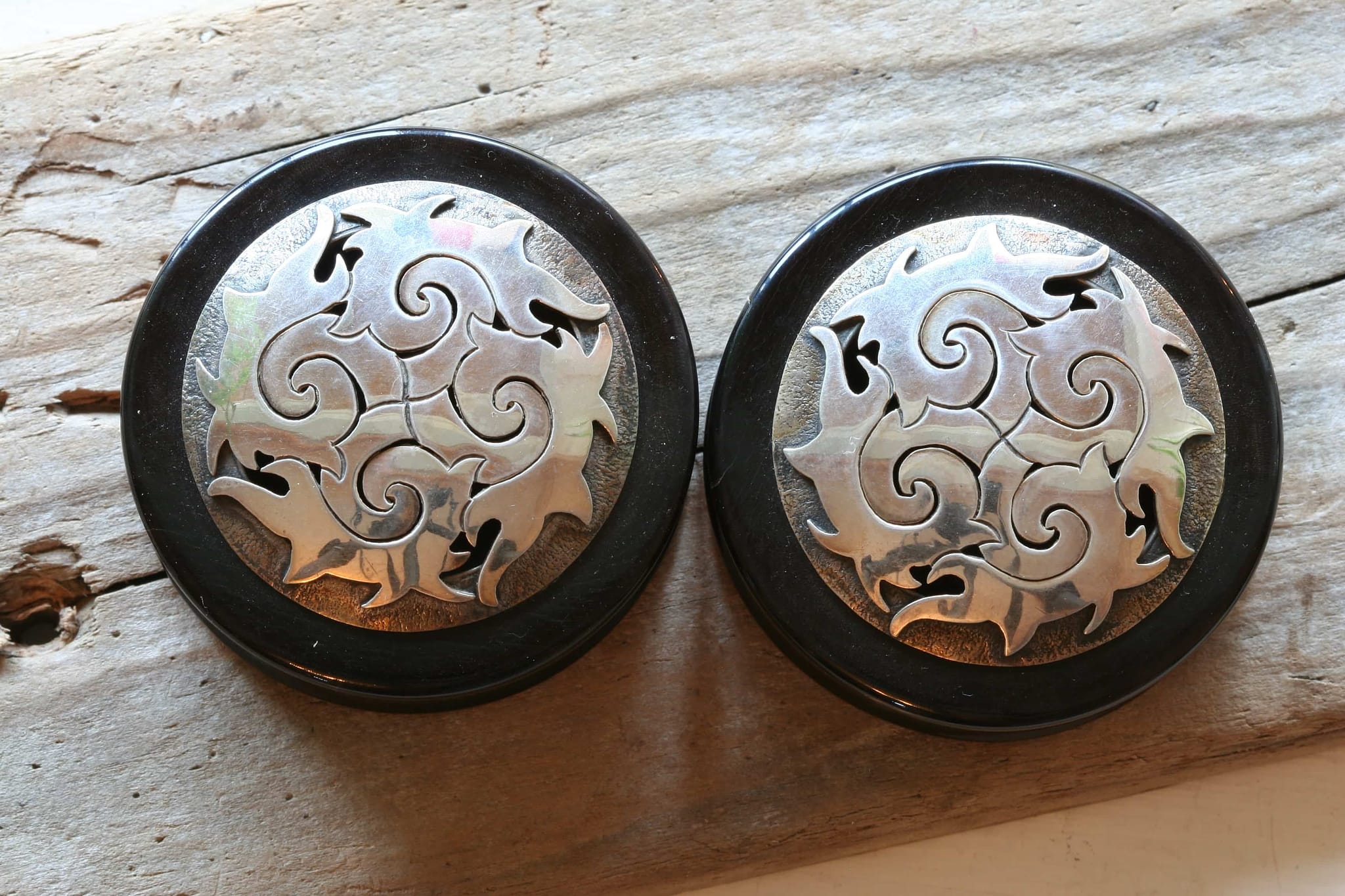 Borneo Dayak Horn and Silver Eyelets by Flaming Bones