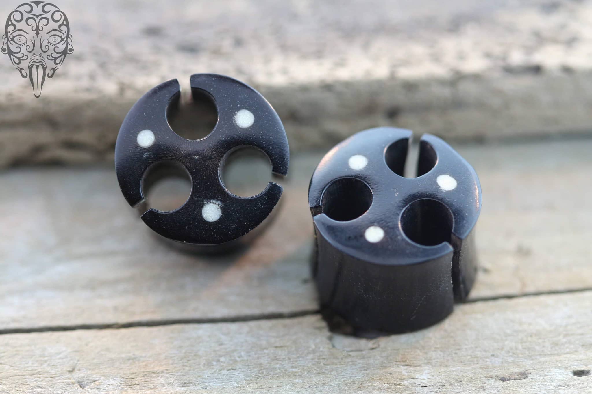 Horn Plugs with Bone Dots - Laughing Buddha Studios SoCal