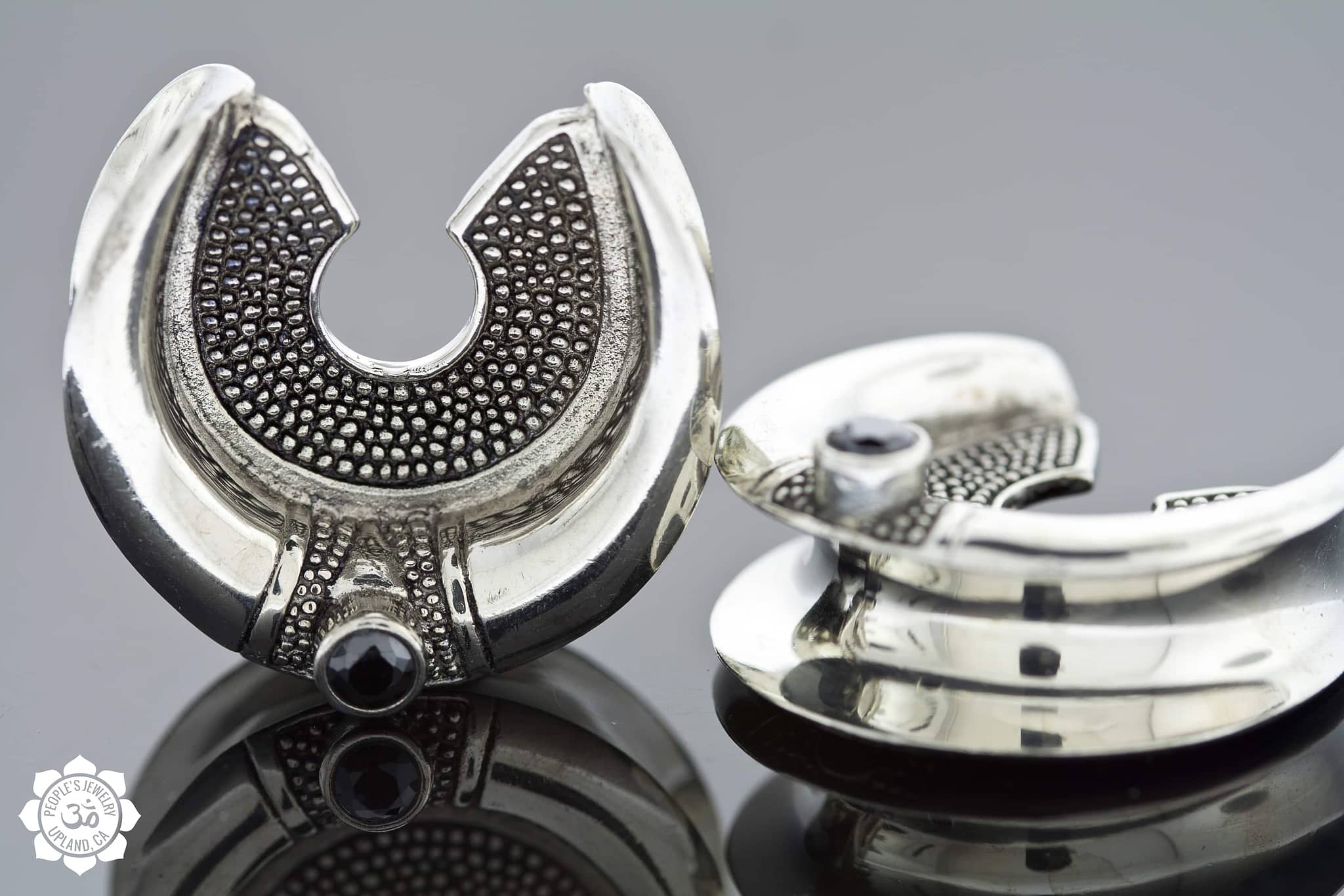 Flower Spreaders with Onyx by Peoples Jewelry - Laughing Buddha Studios SoCal