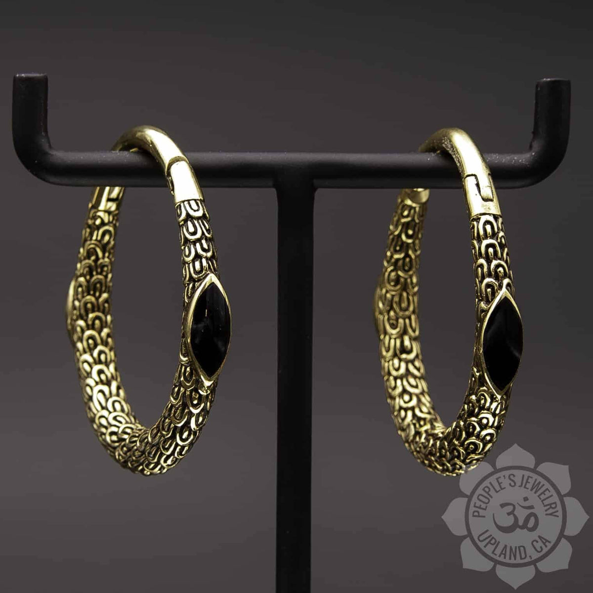 Brass Marquise Clickers with Inlay by Peoples Jewelry - Laughing Buddha Studios SoCal