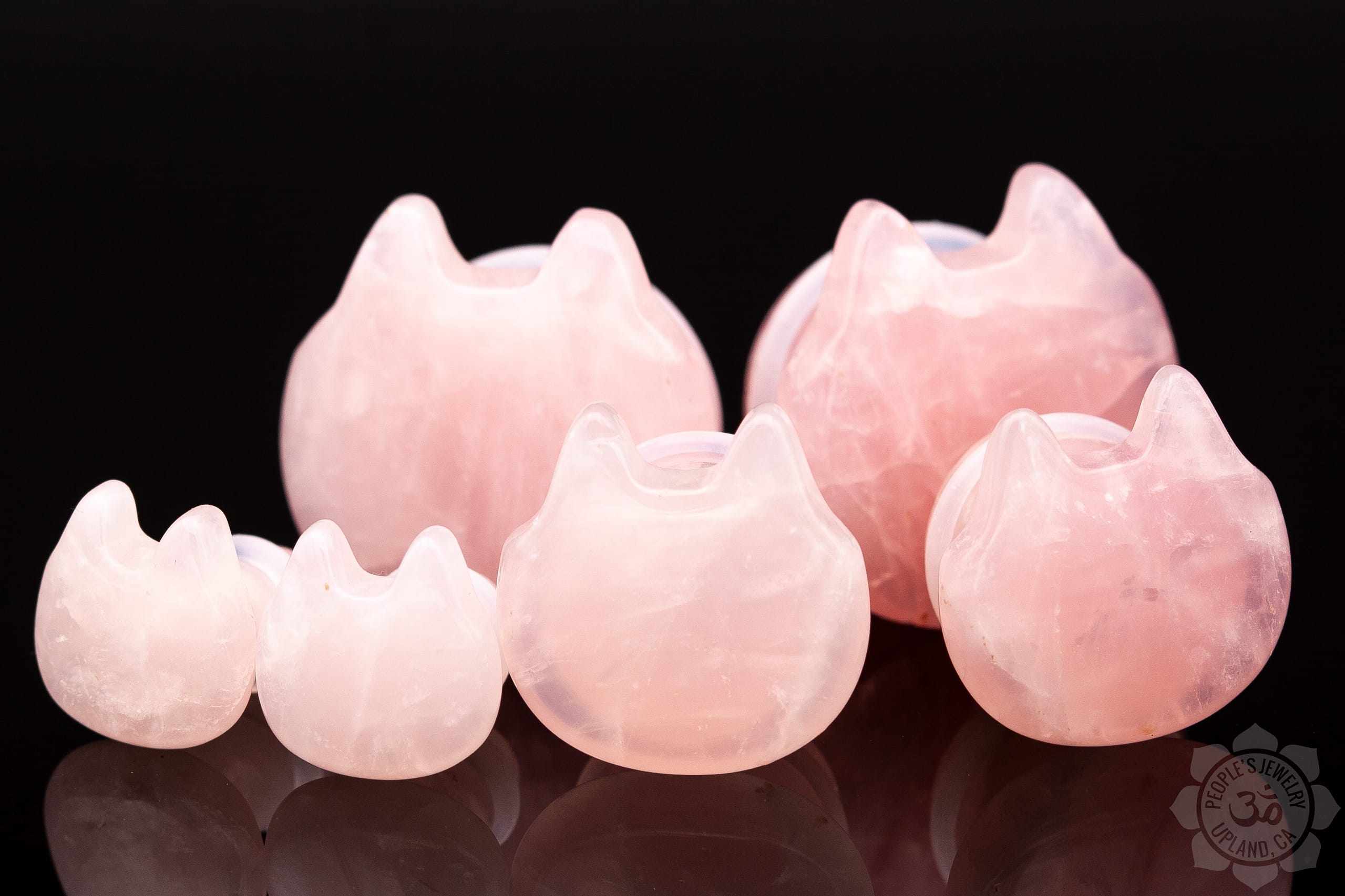 Single Flare Kitties - Rose Quartz - People's Jewelry - Laughing Buddha Studios SoCal