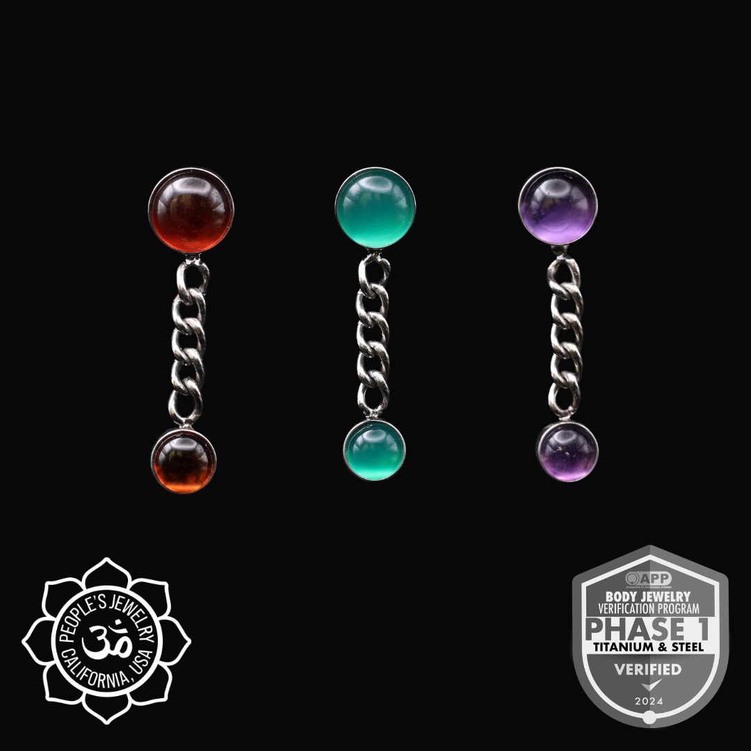 Threadless Natural Stone Chain Dangle - People's Jewelry