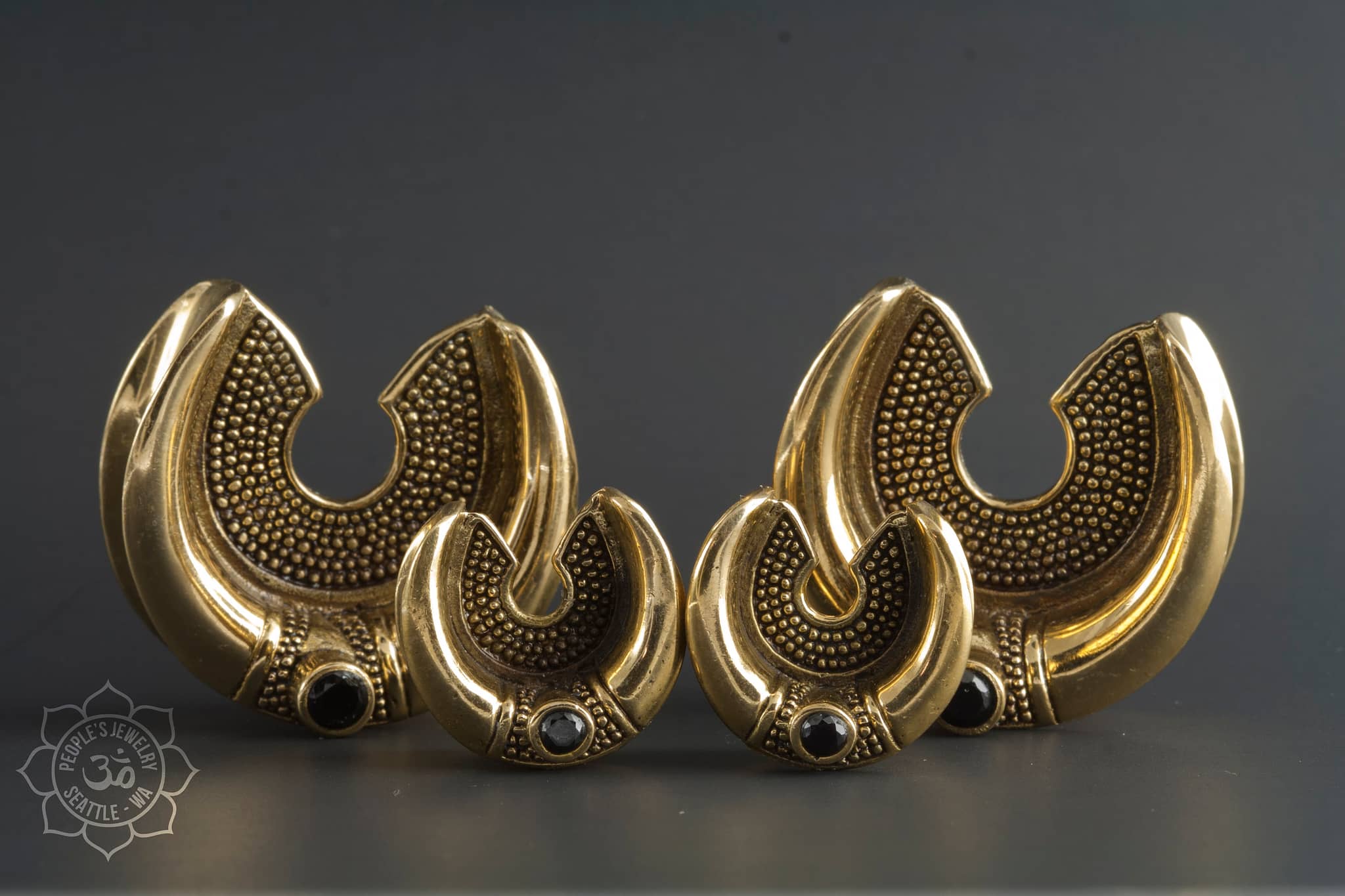 Flower Spreaders with Onyx by Peoples Jewelry - Laughing Buddha Studios SoCal