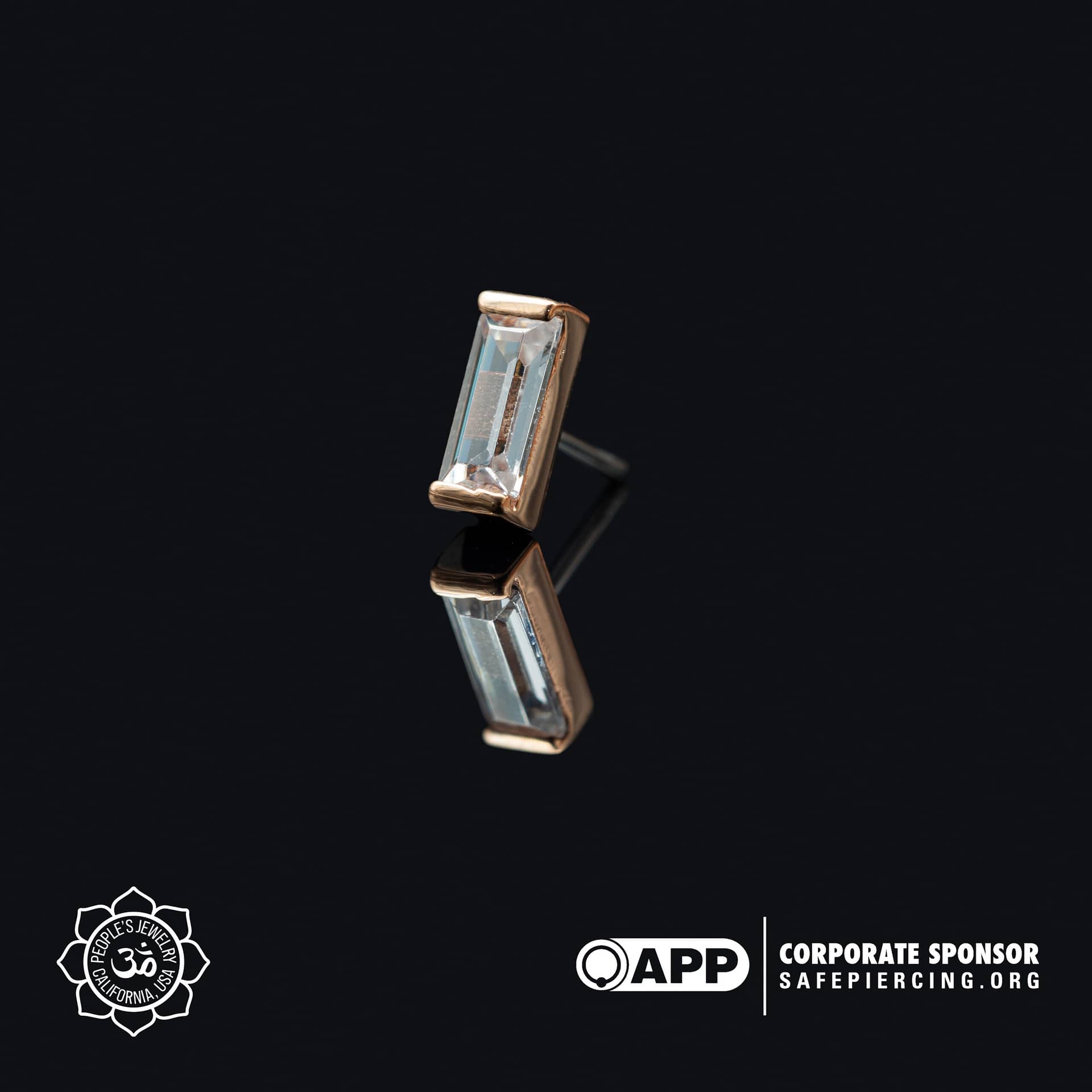 14k Gold Single Baguette Threadless End by Peoples Jewelry